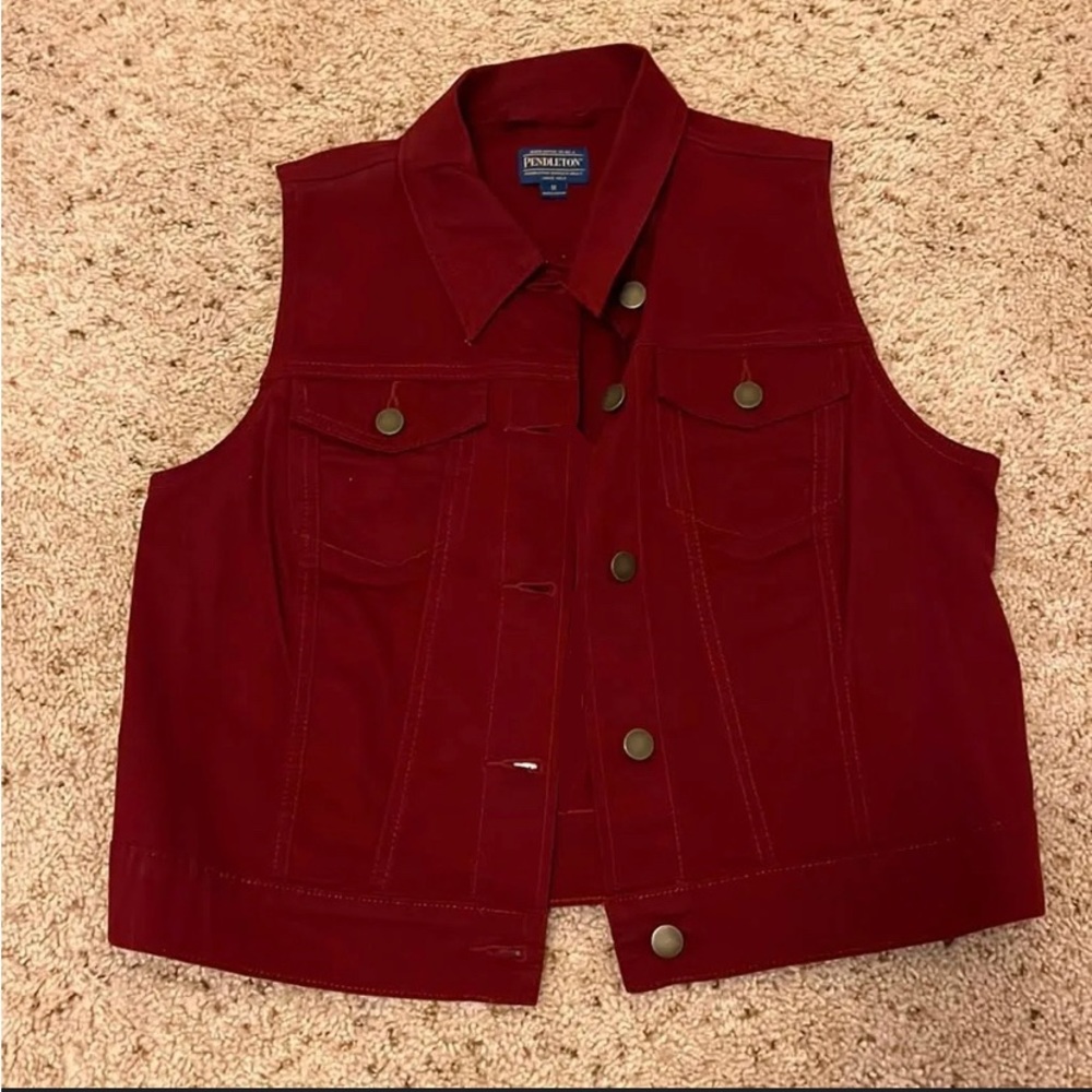 Pendleton Red Denim Button Up Vest - image 1